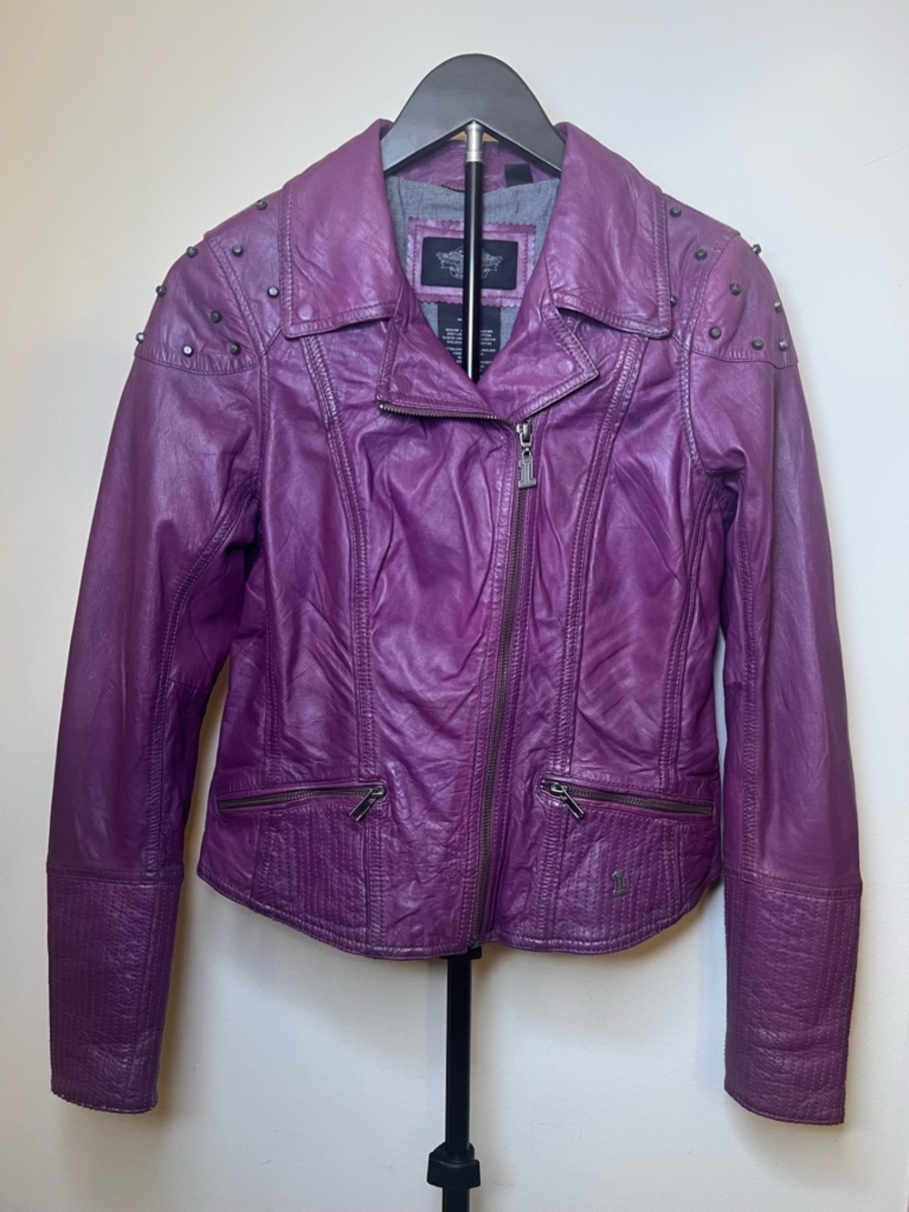 Harley Davidson Purple‎ Leather Moto Jacket Studded Small